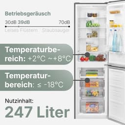 Bomann KG 7360 – No-Frost Koel- vriescombinatie – 247 Liter – 181 cm hoog – Energieklasse D – Inox Look — thumbnail 5