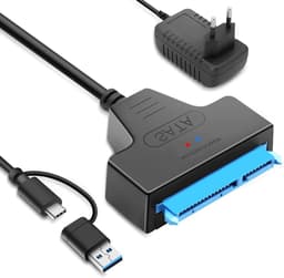 USB adapter voor externe en interne harde schijven, 2.5 & 3.5 SSD/HDD met 12V 2A voeding, compatibel met Windows, Mac en Linux, ideaal voor dataoverdracht en opslaguitbreiding — thumbnail 1