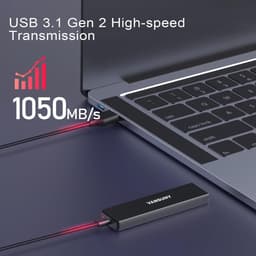 Externe SSD - Draagbare Harde Schijf - Snelle Data Overdracht - Metaal Omhulde Robuustheid - 500 GB - Zilver — thumbnail 4