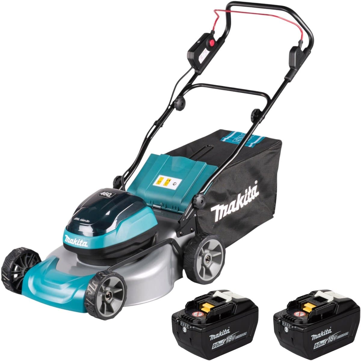 Makita DLM 466 Z accu-grasmaaier 36 V (2x 18 V) 46 cm borstelloos + 2x accu 9,0 Ah – zonder oplader — afbeelding 1