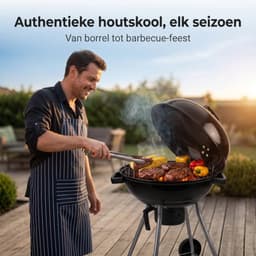 Lomera Kogelbarbecue - Houtskoolbarbecue - BBQ - Barbecue - Kettle Barbecue - Grillrooster - Asopvangbak - Met Deksel - Met Wielen - Ronde Barbecue - Staande Grill - Kogelgrill - Tuinbarbecue - Houtskool Grill — thumbnail 4