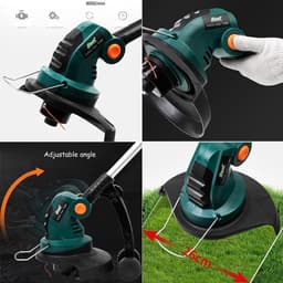 Handgrasmaaier - Tuinmaaier - Gazon Onderhoud - Oplaadbaar - 4 kg - Grijs — thumbnail 2