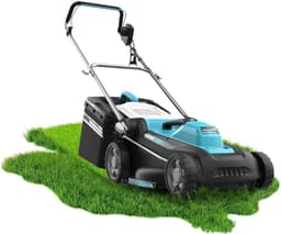 Elektrische Grasmaaier - Loopmaaier - Gazon Onderhoud - 3-in-1 Mulchfunctie - 36 cm Maaibreedte - Grijs Blauw — thumbnail 1