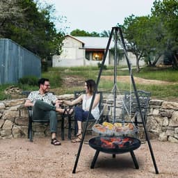 Cellista Statief BBQ Grill - Houtskool Grillset - Kampvuur BBQ - Vuurkorf met Hangend Grillrooster - Verstelbare Hoogte - 52 cm — thumbnail 4