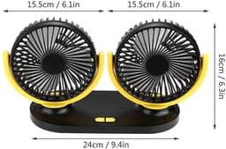 Dubbele Auto Ventilator - Draagbare Cooler - Koelere Rit - USB Aangedreven - 24 x 31 x 16 cm — thumbnail 3