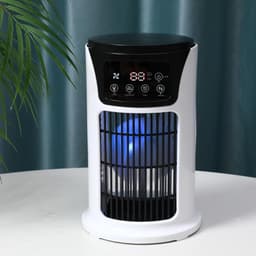 Mini aircooler - 6 snelheden, USB, watertank, timer, luchtkoeler voor bureau slaapkamer en thuiswerkplek - Wit — thumbnail 5