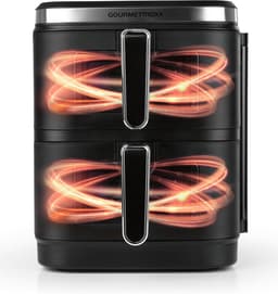 Heteluchtfriteuse Dubbele Kamer - Airfryer XXL - Twee Gerechten Tegelijk - Slank Design Kijkvensters - 10 Liter Volume - Zwart — thumbnail 3