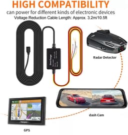 Dailygoody - Hardwire Kit Dash Cam - USB Zekering - Laagspanningsbeveiliging - 11Ft Oplader Netsnoer - Geschikt voor Dashcam - Type C — thumbnail 3