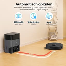 AIRROBO L40+ Nat-droog Robotstofzuiger – robotstofzuiger met dweilfunctie en afzuigstation – USLAM LiDAR-navigatie – 3-in-1 stofzuigen en dweilen – tot 180 minuten accuduur — thumbnail 5