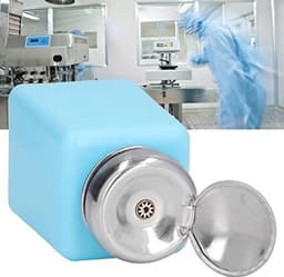200ml Push Down Alcohol Dispenser Pomp Fles Methanol Container, ESD Veilige Anti Statische Solvent Dispenser met RVS Perskop voor Aceton, IPA Oplosmiddel (Blauw) — thumbnail 3