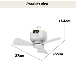 Allero Plafondventilator - Draagbare Ventilator - Wit - Met Afstandsbediening - 8000mAh - Elektrische Ventilator - Oplaadbaar — thumbnail 5