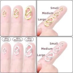 Set van 12 zilverkleurige kettingsluitingen van roestvrij staal met mini-karabijnhaken, ideaal voor het eenvoudig bevestigen van armbanden en sieraden — thumbnail 5