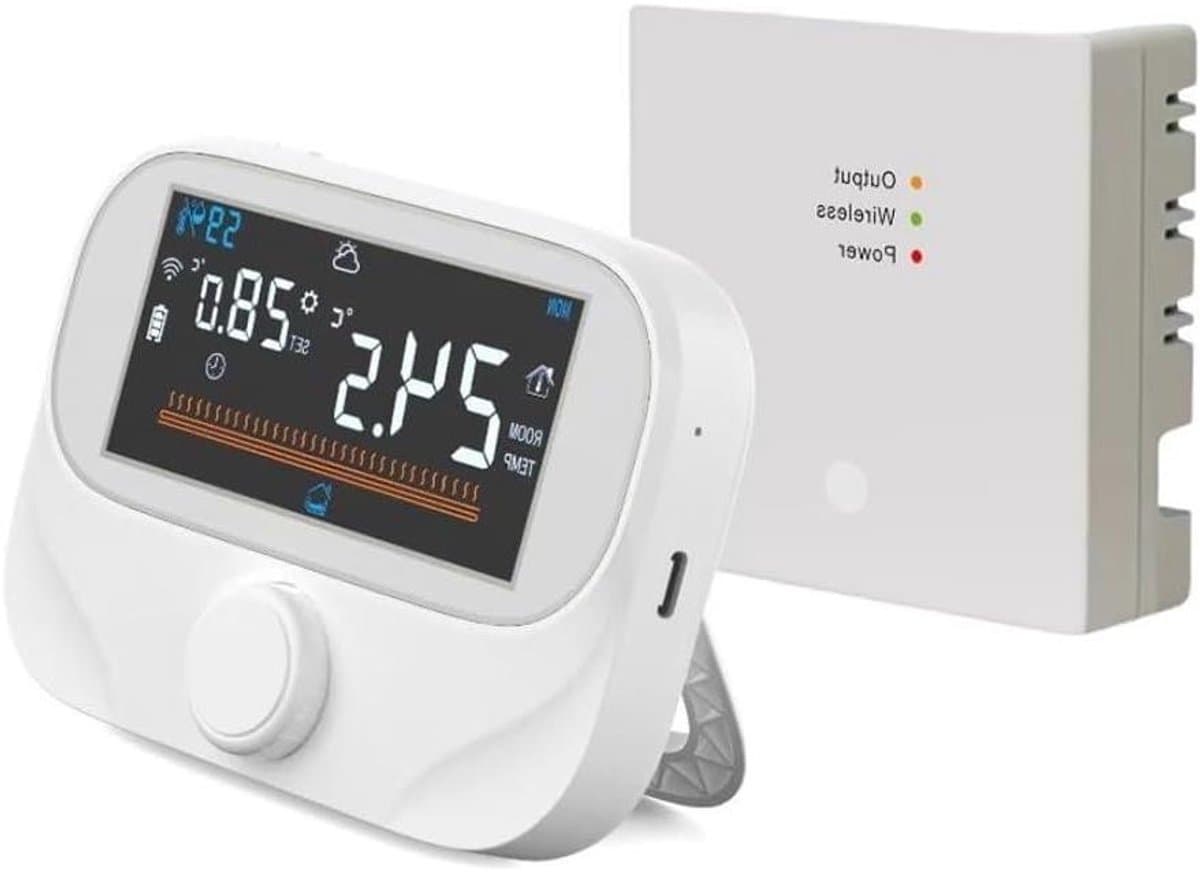 Slimme Kamerthermostaat - Wandmontage Thermostaat - Verwarming Regelen - App Bediening & Schema's - 118x86x24mm - Wit — afbeelding 1
