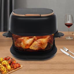 Heteluchtfriteuse - Airfryer - Gezond Koken - Glazen Mand Touchscreen - 4 Liter Inhoud - Zwart — thumbnail 2