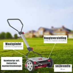 YOR®Grasmaaier Handmatig – Grastrimmer Opvouwbaar – Handmaaier 38 Cm Breed - Kooimesmaaier - Grijs - 57cm x 38cm x 28cm — thumbnail 3