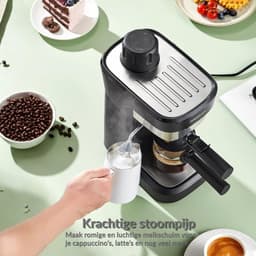 espressomachine met filterhouder, 6 bar, espressomachine van roestvrij staal met professioneel melkschuimmondstuk, ideaal voor cappuccino, latte en macchiato, compact en stijlvol. — thumbnail 3