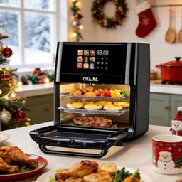 Heteluchtfriteuse - Airfryer Minioven - Gezond Koken - 9 Functies Touchscreen - 12 Liter - Matzwart — thumbnail 5