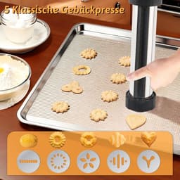 Koekjespers Set - Bakkerij Tool - Koekjes Bakken - Roestvrij Staal - 11 Spuitmonden - Zwart — thumbnail 4