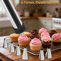 Koekjespers Set - Bakkerij Tool - Koekjes Bakken - Roestvrij Staal - 11 Spuitmonden - Zwart — thumbnail 5