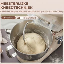 Keukenmachine 1300W - Keukenrobot - 4.5L - Foodprocessor met 6 - standen - Mixer met Mengkom - BPA-vrij - Keukenmixer - 3 Accessoires - Beige — thumbnail 4