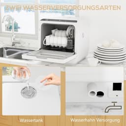 Mini Vaatwasser - Tafelmodel Afwasser - Snel Servies Wassen - Flexibele Watertoevoer - 4 Couverts - Wit — thumbnail 4