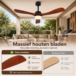 Rosnek Plafondventilator met Verlichting - Ø 106cm - Massief Houten Bladen - Stille DC Motor - App & Afstandsbediening - Dimbare LED - Zomer en Winterstand - Slaapkamer/Woonkamer — thumbnail 3
