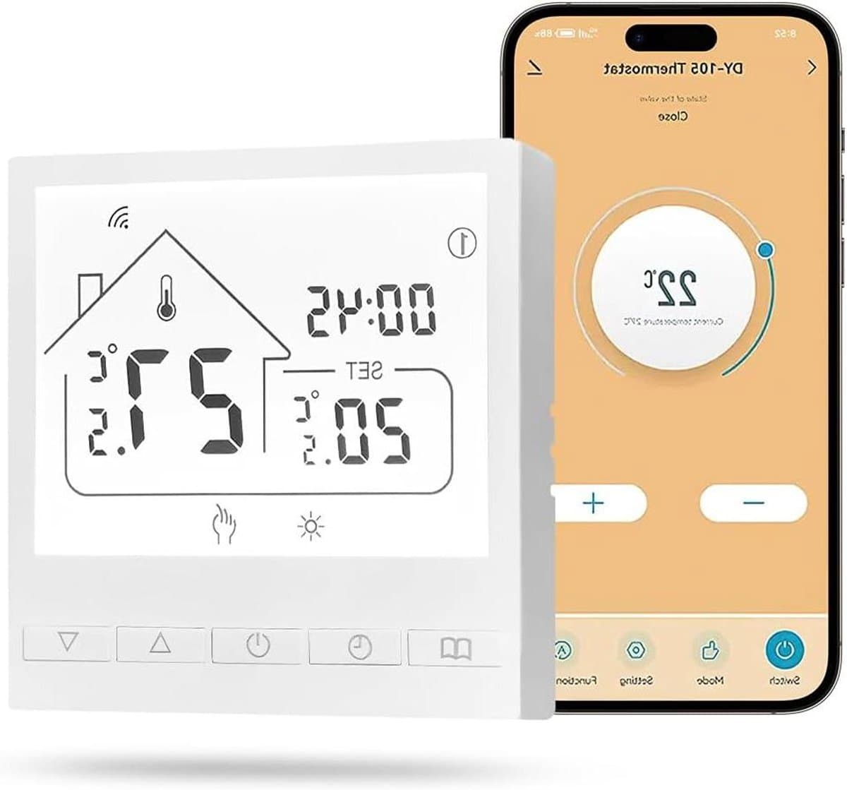 Slimme Thermostaat - Wifi Verwarming - Energie Besparen - Spraakbesturing Afstandsbediening - 3A - Wit — afbeelding 1