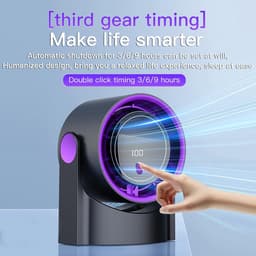 Ulisem - Tafelfan - 100 traploze snelheden - 2000mAh oplaadbaar - Stille motor - Led display - 180° kantelbaar - 3 standen timer - Wand- en tafelmontage - Voor kantoor en slaapkamer - Donker — thumbnail 3