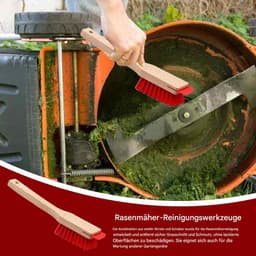 Grasmaaier Schraper - Onderhoudsborstel Gazon - Gazon Onderhoud - Roestvrij Metaal - 40 cm - Houten Borstel — thumbnail 4