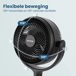 Auronic Statiefventilator - Staande Tafel en Vloerventilator - 12 Standen en Timer - Luchtkoeler - Stil - Met Afstandsbediening en Display - Fan - Zwart — thumbnail 3