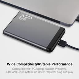 Externe Harde Schijf - Mobiele HDD - Bestanden Opslaan - Schokbestendig Metalen Behuizing - 500 GB - Zilver — thumbnail 4