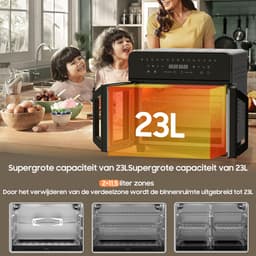 Twee Zones Airfryer - 23L grote capaciteit Heteluchtfriteuse - met afneembaar tussenstuk en dubbele franse deuren - 2200W krachtige dubbele kookzone - 15 voorgeinstelde kookprogramma’s - 12 handige accessoires — thumbnail 4