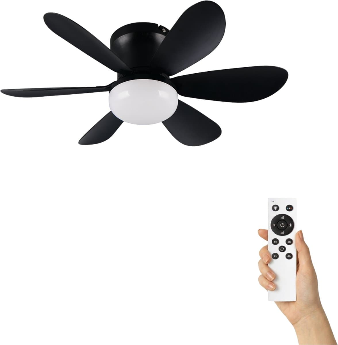 Fantiluxe - Alva - Plafondventilator met verlichting - Zwart - Ø53cm - Afstandsbediening - Met lamp - Plafond ventilator - Slaapkamer — afbeelding 1