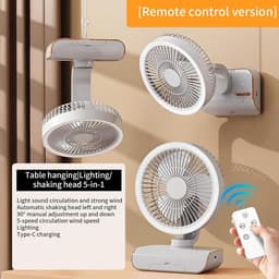 Circulating Fan - Remote Control Wall Fan | Rocks Left & Right, 5 Wind Speeds, 2 Speed Lights for Bedside Table, Shelf, Living Room — thumbnail 4