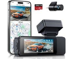 Auto Camera - Rijrecorder - Veilig Rijden - 4K Voor en Achter - 318 inch Touchscreen - Zwart