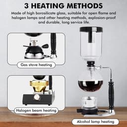 Dailygoods- Koffiezetapparaat vacuüm - Hittebestendig Glas - 5 Kopjes - 600 ml - Roestvrij Staal - Inclusief Filterpatroon - Vacuümkoffiemaker — thumbnail 5