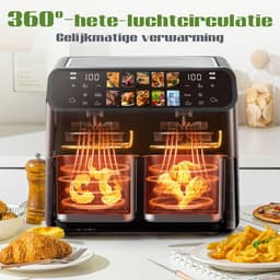 Dubbele Airfryer XXL 9L 901A- Digitale Airfryer 2×4.5L - 2000W - 10 Programma’s - Smart Finish & Match Cook - 80–200°C Instelbaar - Makkelijk te Reinigen – Capaciteit voor 5 Personen — thumbnail 3