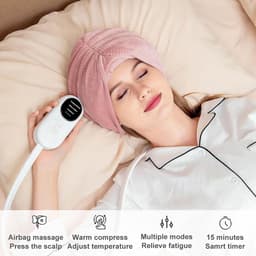Head Massager with Heat, Head Scalp Massager Scalp Massage Instrument Rechargeable Massager, Electric Deep Tissue Kneading Massage Pillow for Shoulder, Leg, Body Muscle Pain Relief, Pink — thumbnail 2