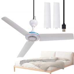 Plafondventilator - Draagbare Plafondventilator - Stille Ventilator - USB Aangedreven - met 3 Afneembare Ventilatorbladen - Wit — thumbnail 3