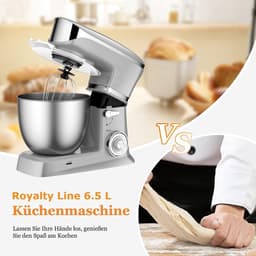 Keukenmachine - Standmixer Keukenrobot - Culinaire Bereidingen - Krachtige 1800W Motor - 6.5 Liter Kom - Zilver — thumbnail 4