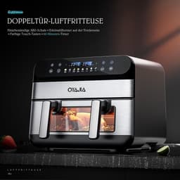 Heteluchtfriteuse Dubbel - XXL Airfryer - Gezond Koken - Met Kijkvenster - 10 Liter - Zwart — thumbnail 3