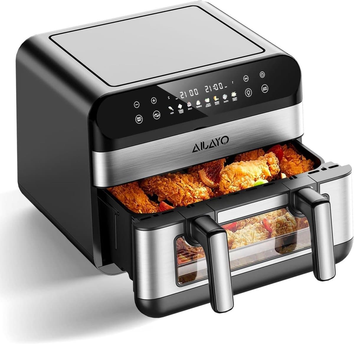 Heteluchtfriteuse Dubbel - XXL Airfryer - Gezond Koken - Met Kijkvenster - 10 Liter - Zwart — afbeelding 1