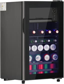 Merax 76L Mini Koelkast - 6L Vriezer en 70L Koelruimte - LED Verlichting - Geluidsarm - Energiezuinig - Verstelbare Planken - Voor 51 Blikjes - Zwart — thumbnail 3