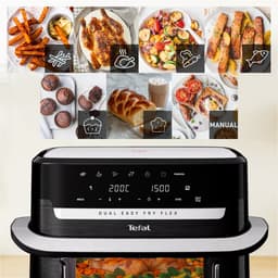 Tefal Dual Easy Fry Flex EY9228 - Dubbele Airfryer 9L - FlexCook - 1 of 2 Kookzones - 7 Programma's - Zwart - Voor 8 Personen — thumbnail 4