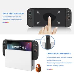 YONO Screen Protector Set – Geschikt voor Nintendo Switch 2 – Gehard Glas 2 Stuks – 9H Hardheid, Krast Niet en Bubbelvrij — thumbnail 5