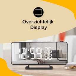 Premes - Wekkerradio met Projectie - Zwart - AM/FM - Op Netstroom - Digitale Klok - Wekkerradio’s - Projectiewekker - Wekker met Projectie - Klok Digitaal - Klokje - Klokken — thumbnail 4