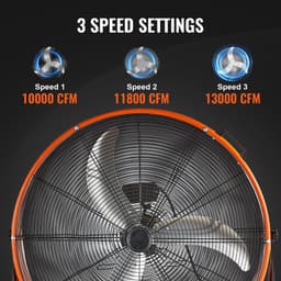 Trommelventilator, 30 inch Industriële Winkelventilator met Hoge Snelheid, zware Commerciële Ventilator met 3 Snelheden, 13000 CFM, 360° Verstelbaar, Kantelbaar, kelder — thumbnail 3