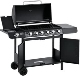 Gasbarbecue - Gasbarbecue en grill - 7 Branders - Met thermometer en mobiele grill - Zwart — thumbnail 1