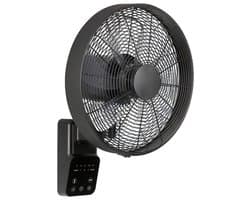Casafan Airos Eco Design Wall II SW wandventilator zwart 40 cm - Timer - Afstandsbediening - Horizontaal en verticaal oscilleren