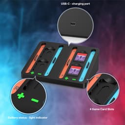 Oplaadstation voor Nintendo Switch 2 van MMOBIEL – Compacte Laadbasis voor 4 Joy-Con Controllers (2 Sets) met LED Laadstatus – Opslag voor 4 Spelkaarten – Accessoires Opbergmogelijkheid voor NS2 — thumbnail 2